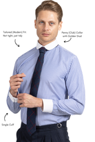 THOMAS - Royal Blue Striped Penny Collar Shirt - Jack Martin