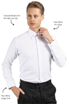 LUKE - White Subtle Stripe Pin Collar Shirt - Jack Martin