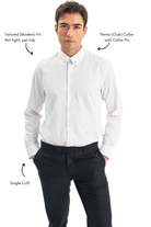 TOMMY - White Penny Collar Shirt with Collar Bar - Jack Martin
