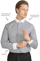 THOMAS - Black Striped Penny Collar Shirt - Jack Martin