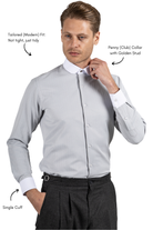 THOMAS - Grey Herringbone Penny Collar Shirt - Jack Martin