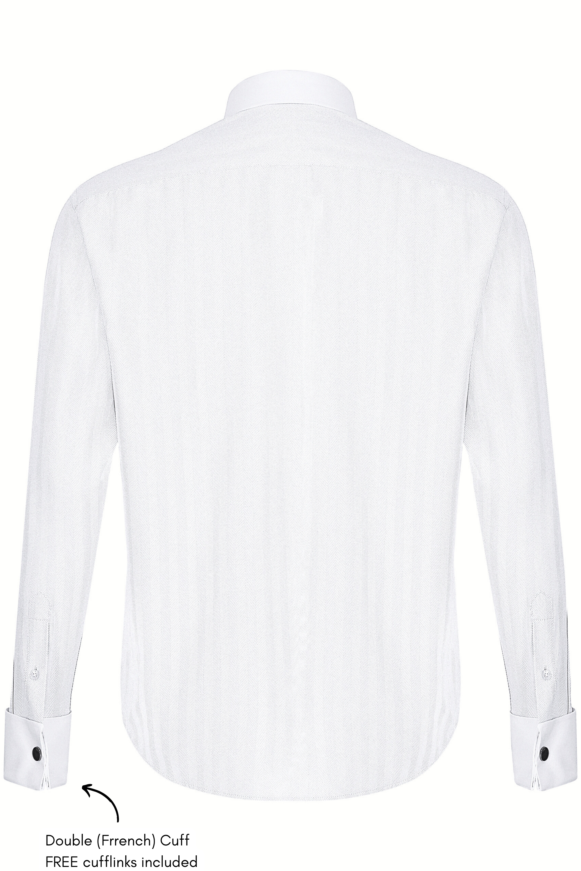 MASON - White Herringbone Cutaway Collar Double Cuff Shirt - Jack Martin