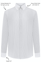 TOMMY - Black & White Pinstripe Pin Collar Shirt - Jack Martin