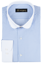 THOMAS - Blue Striped Penny Collar Shirt - Jack Martin