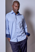 ELIAS - Blue Casual Shirt with Contrast Detail - Jack Martin
