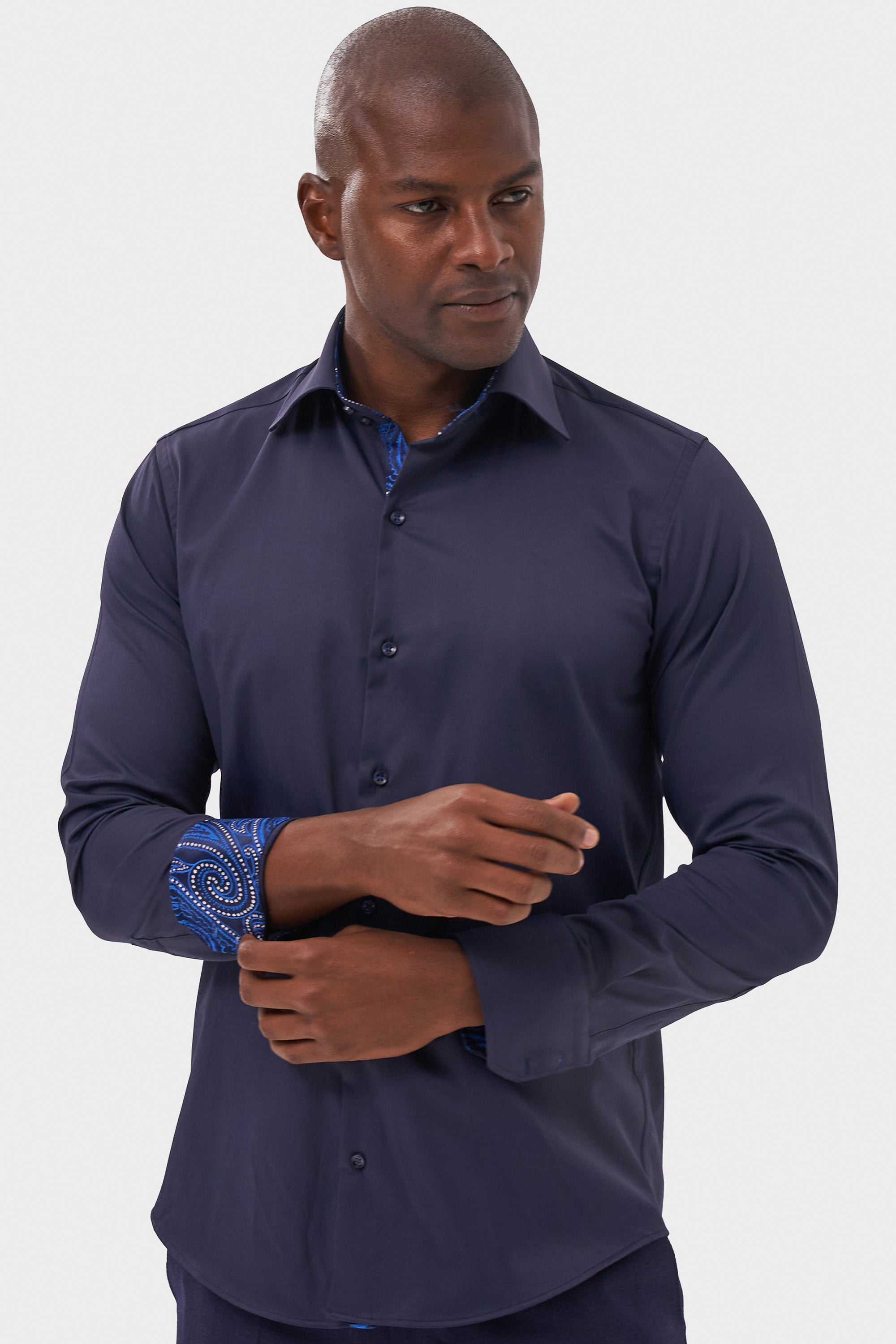 ELIAS - Navy Casual Shirt with Contrast Detail - Jack Martin