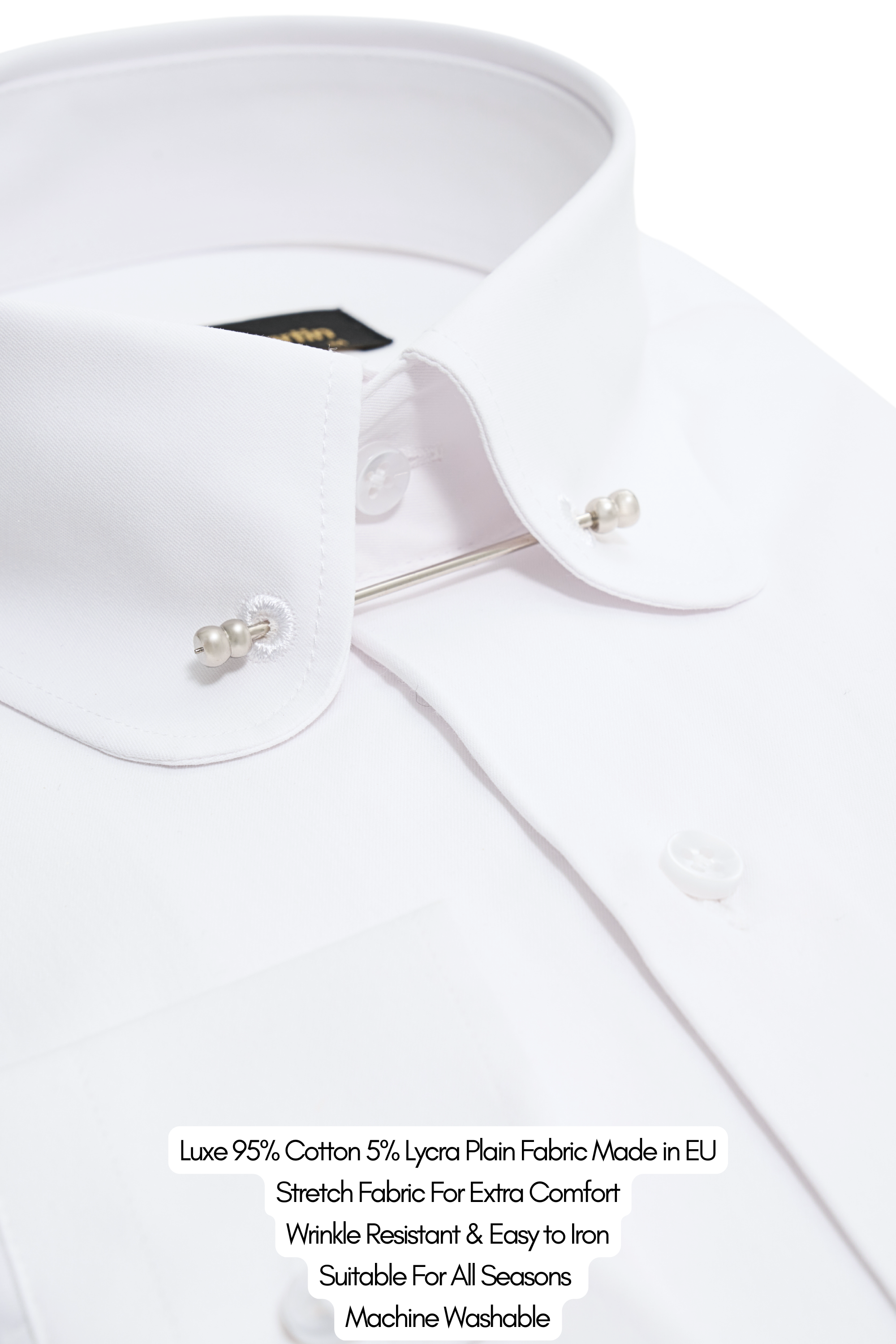TOMMY - White Penny Collar Shirt with Collar Bar - Jack Martin