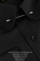 TOMMY - Black Penny Collar Shirt with Collar Bar - Jack Martin