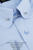 TOMMY - Blue Penny Collar Shirt with Collar Bar - Jack Martin