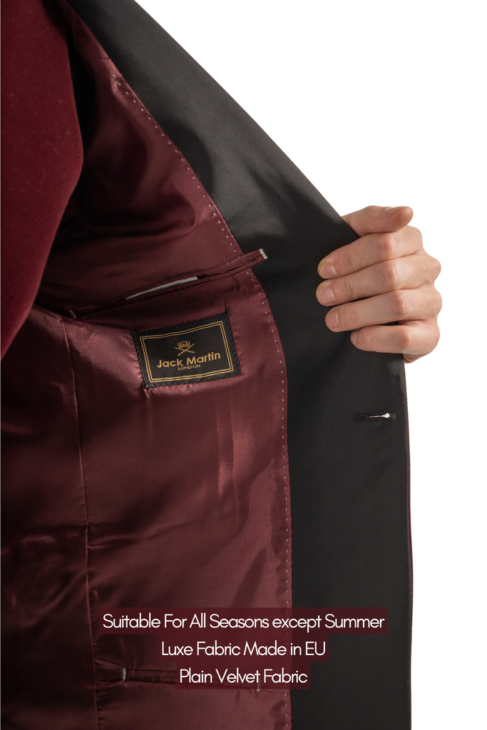 GABRIEL - Wine Burgundy Velvet 3 Piece Suit & Tuxedo - Jack Martin