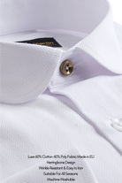 THOMAS - White Herringbone Penny Collar Shirt - Jack Martin