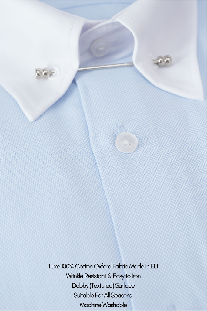 ADAM - Blue Oxford Pin Collar Shirt - Jack Martin