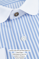 THOMAS - Blue Striped Penny Collar Shirt - Jack Martin