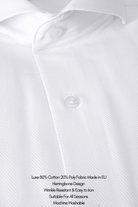 MASON - White Herringbone Cutaway Collar Double Cuff Shirt - Jack Martin