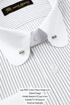 TOMMY - Black & White Pinstripe Pin Collar Shirt - Jack Martin