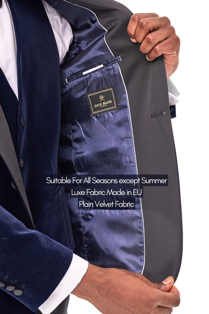 GABRIEL - Midnight Blue Velvet Dinner & Tuxedo Jacket - Jack Martin