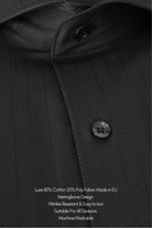 MASON - Black Herringbone Cutaway Collar Double Cuff Shirt - Jack Martin