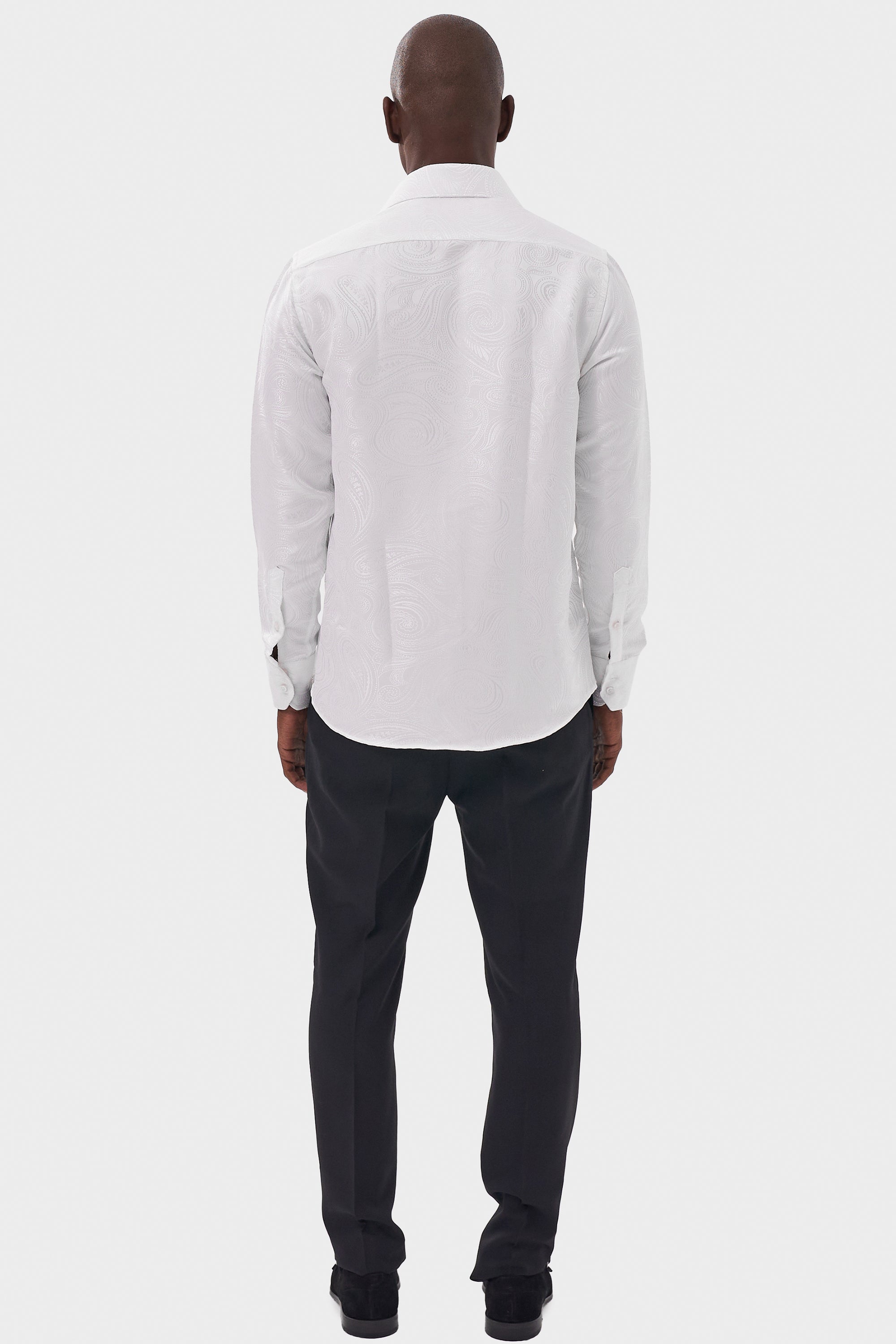 PAISLEY - White Smart Shirt with High Collar - Jack Martin