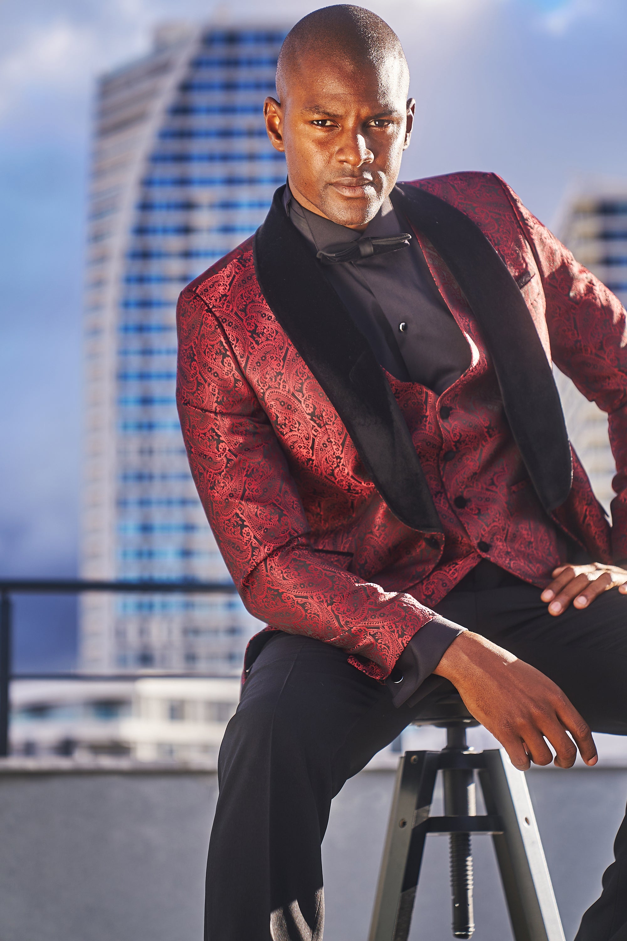 PAISLEY Red Piece Dinner Suit Tuxedo Jack Martin