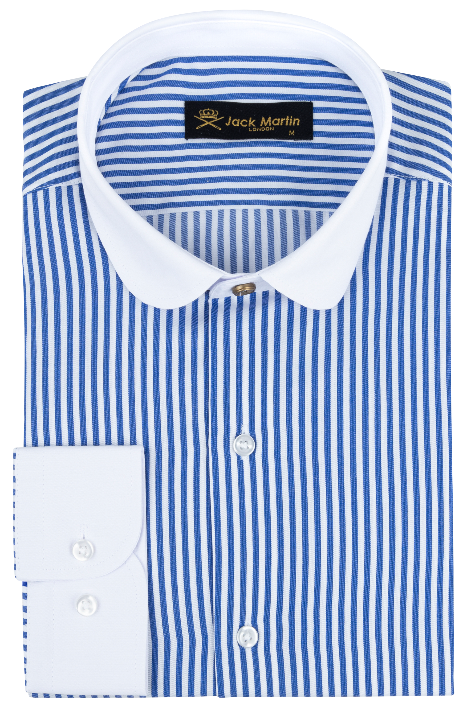 THOMAS - Royal Blue Striped Penny Collar Shirt - Jack Martin