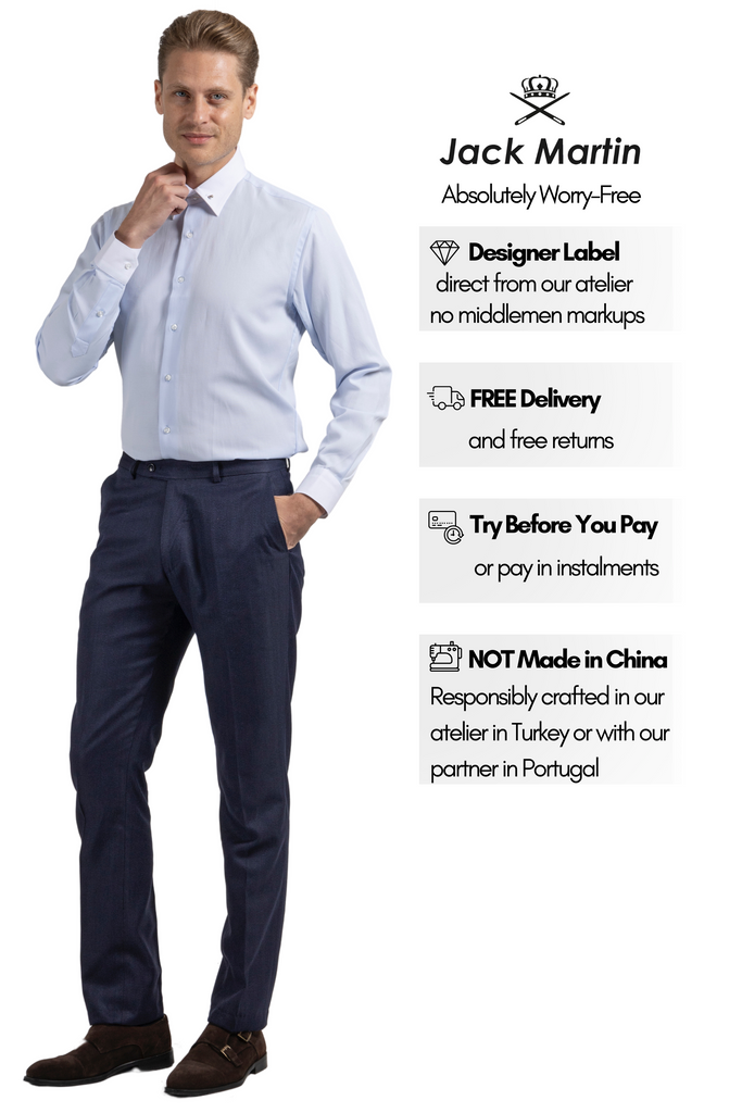 ADAM - Blue Oxford Pin Collar Shirt - Jack Martin