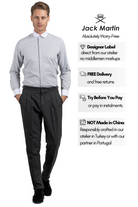 THOMAS - Grey Herringbone Penny Collar Shirt - Jack Martin