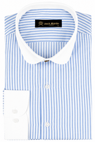 THOMAS - Blue Striped Penny Collar Shirt - Jack Martin