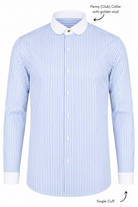 THOMAS - Blue Striped Penny Collar Shirt - Jack Martin