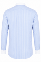 THOMAS - Blue Striped Penny Collar Shirt - Jack Martin