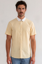 THOMAS - Yellow Striped Penny Collar Shirt - Jack Martin