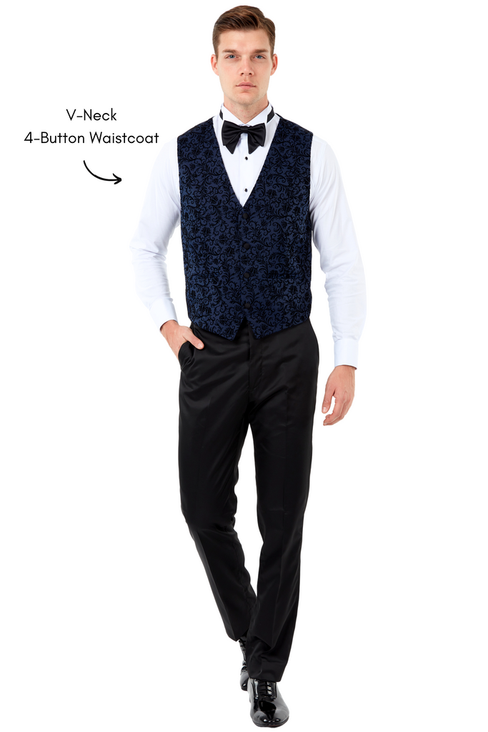 FLORAL - Midnight Blue Velvet Dinner & Tuxedo Jacket - Jack Martin