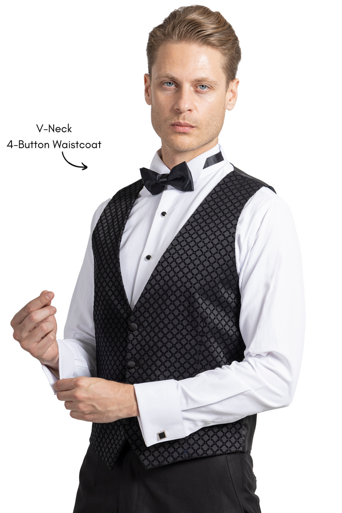 DIAMOND - Black Printed Velvet 3 Piece Suit / Tuxedo - Jack Martin