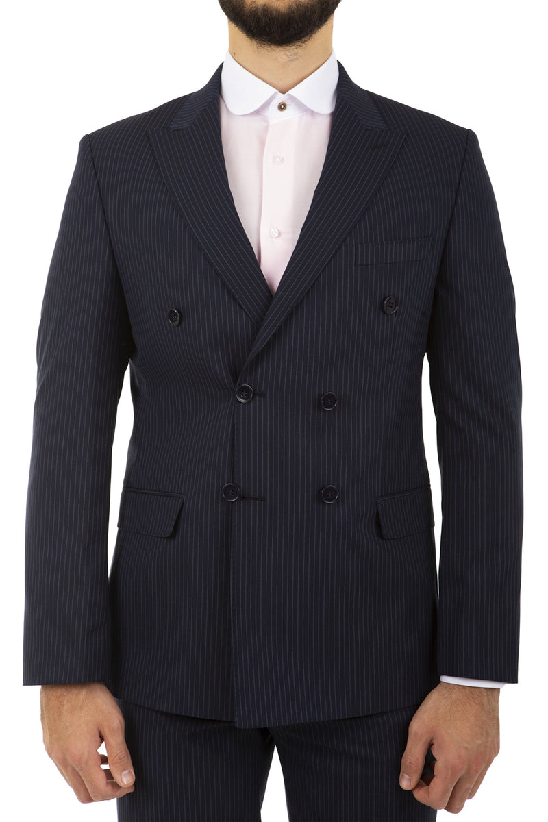 Navy Pinstripe Double Breasted Suit | Jack Martin Menswear