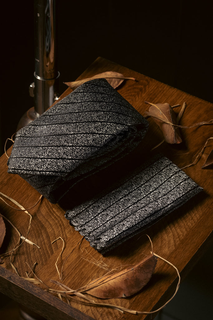 Tie & Hanky Set: Grey Textured Stripe Tie & Hanky - Jack Martin