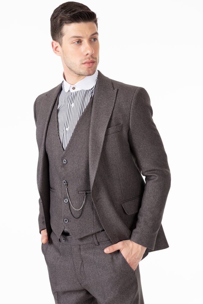 TOMMY - Peaky Blinders Style - Grey Herringbone Tweed Blazer - Jack Martin Menswear