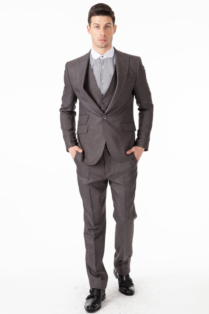 TOMMY - Grey Herringbone Tweed Trousers - Jack Martin Menswear