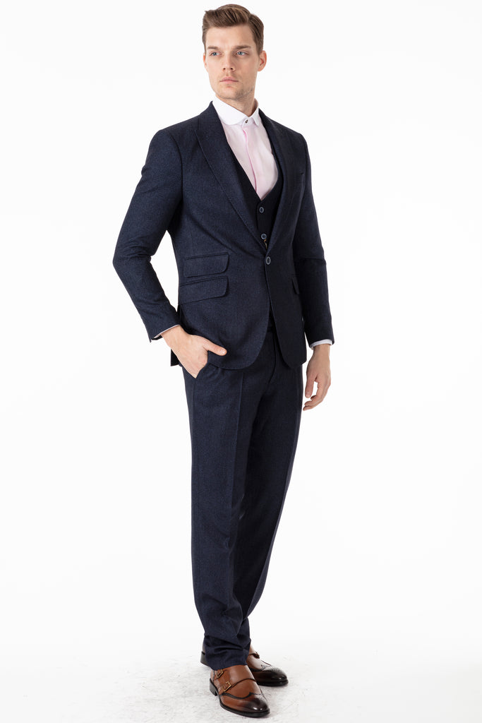TOMMY - Peaky Blinders Style - Navy Herringbone Tweed Blazer - Jack Martin Menswear