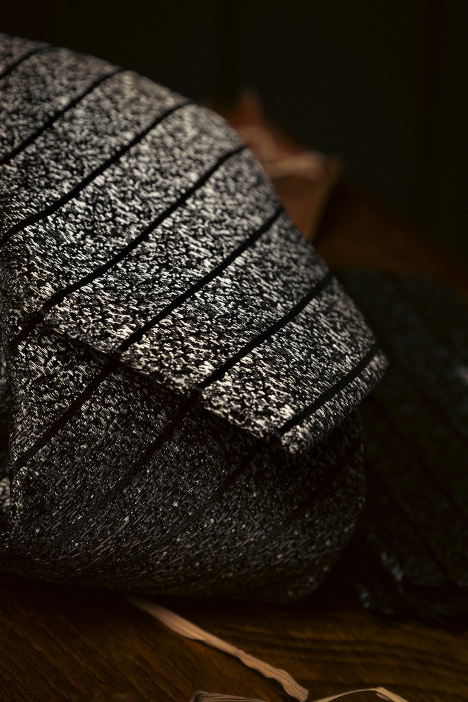 Tie & Hanky Set: Grey Textured Stripe Tie & Hanky - Jack Martin