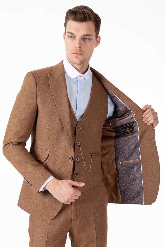 TOMMY - Peaky Blinders Style - Tan Tweed Blazer - Jack Martin Menswear