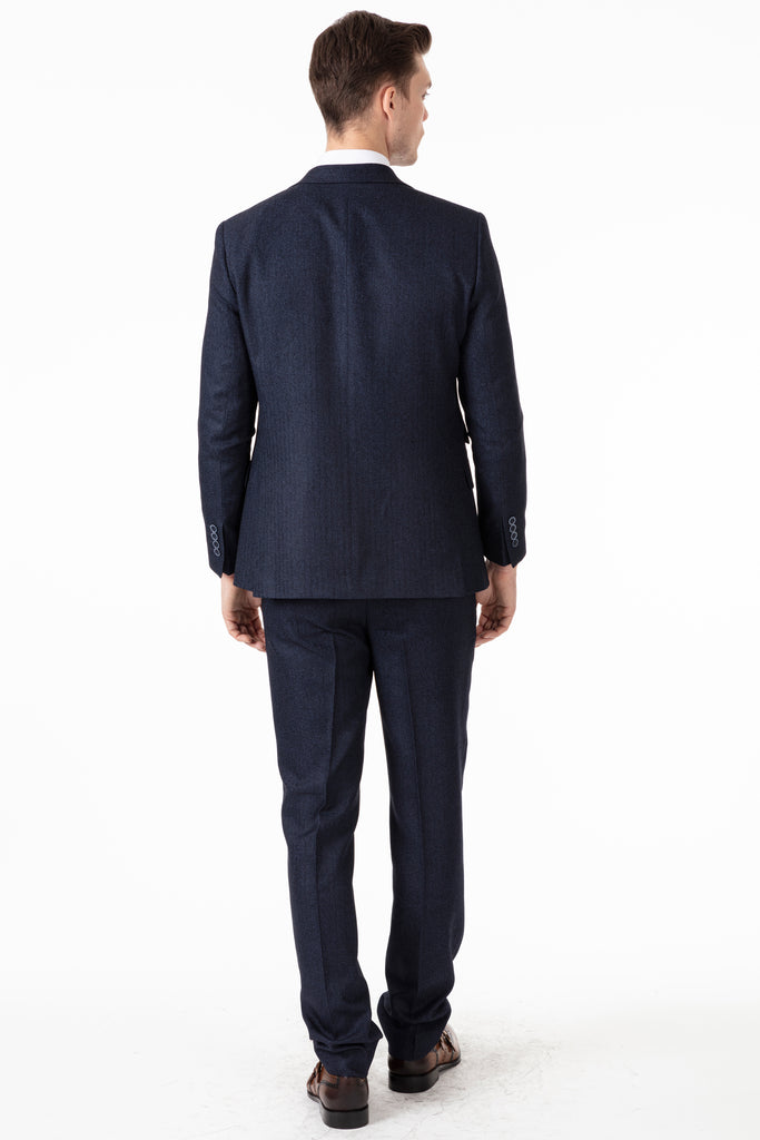 TOMMY - Peaky Blinders Style - Navy Herringbone Tweed Blazer - Jack Martin Menswear