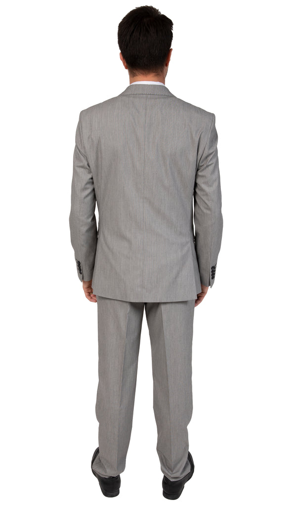 Grey & Black Textured Semi-Slim Fit Suit with Peak Lapel (PERCY) - Jack Martin Menswear