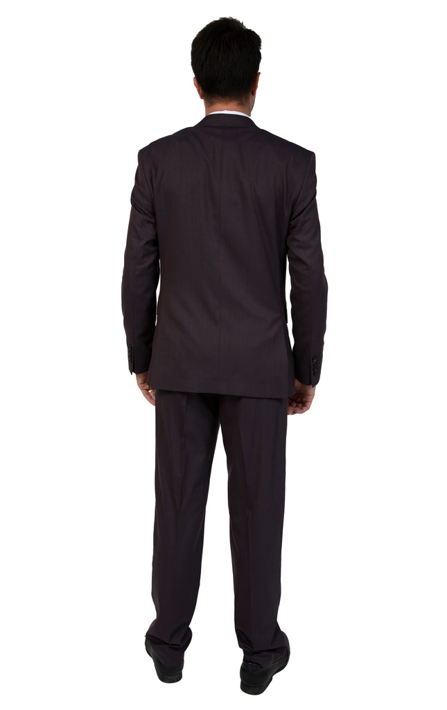 Bronze Brown Semi Plain Suit with Peak Lapel (PERCY) - Jack Martin Menswear