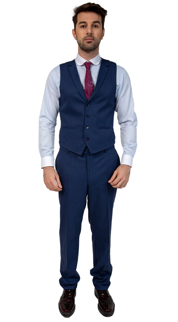 Blue Semi Plain Slim Fit Suit Trousers (PERCY) - Jack Martin Menswear