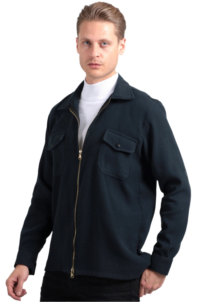 Benjamin - Navy Zip Up Overshirt - Jack Martin