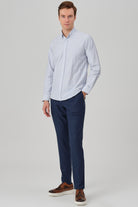 DAVID - Navy Check Oxford Button Down Casual Shirt - Jack Martin