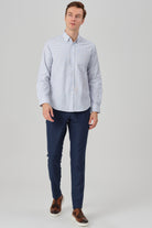 DAVID - Navy Check Oxford Button Down Casual Shirt - Jack Martin
