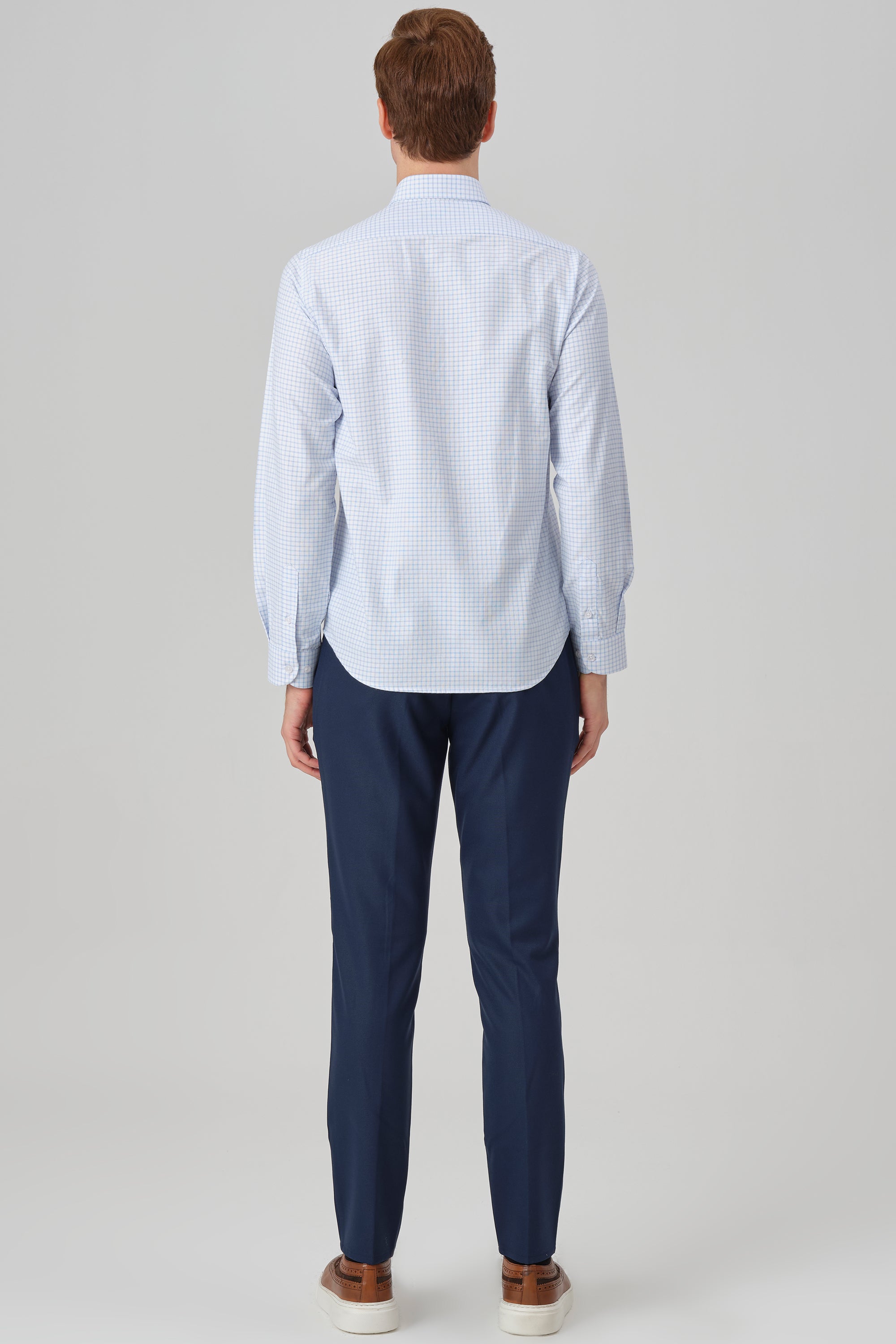 DAVID - Blue Check Oxford Button Down Casual Shirt - Jack Martin