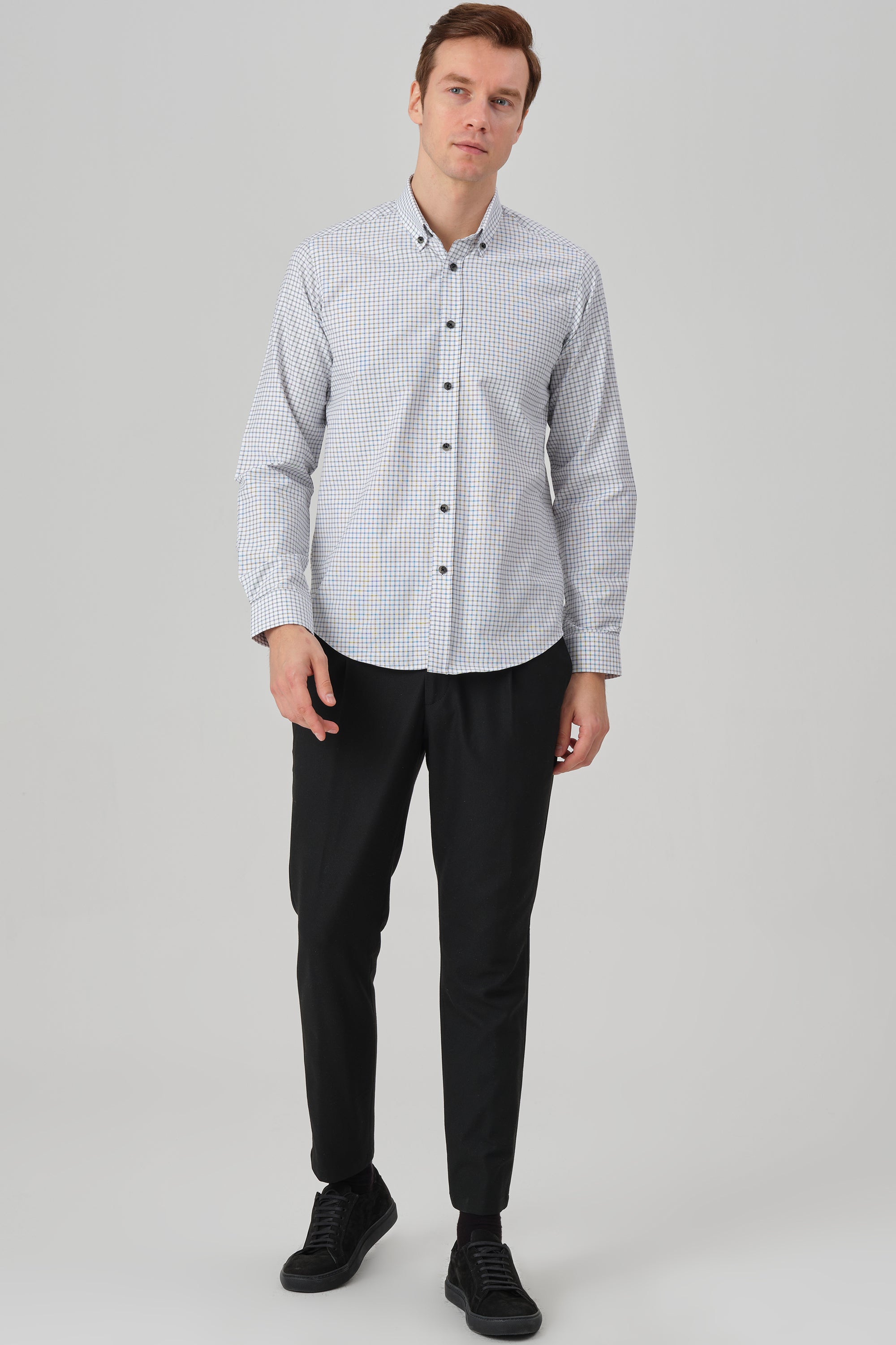 DAVID - Black Check Oxford Button Down Casual Shirt - Jack Martin