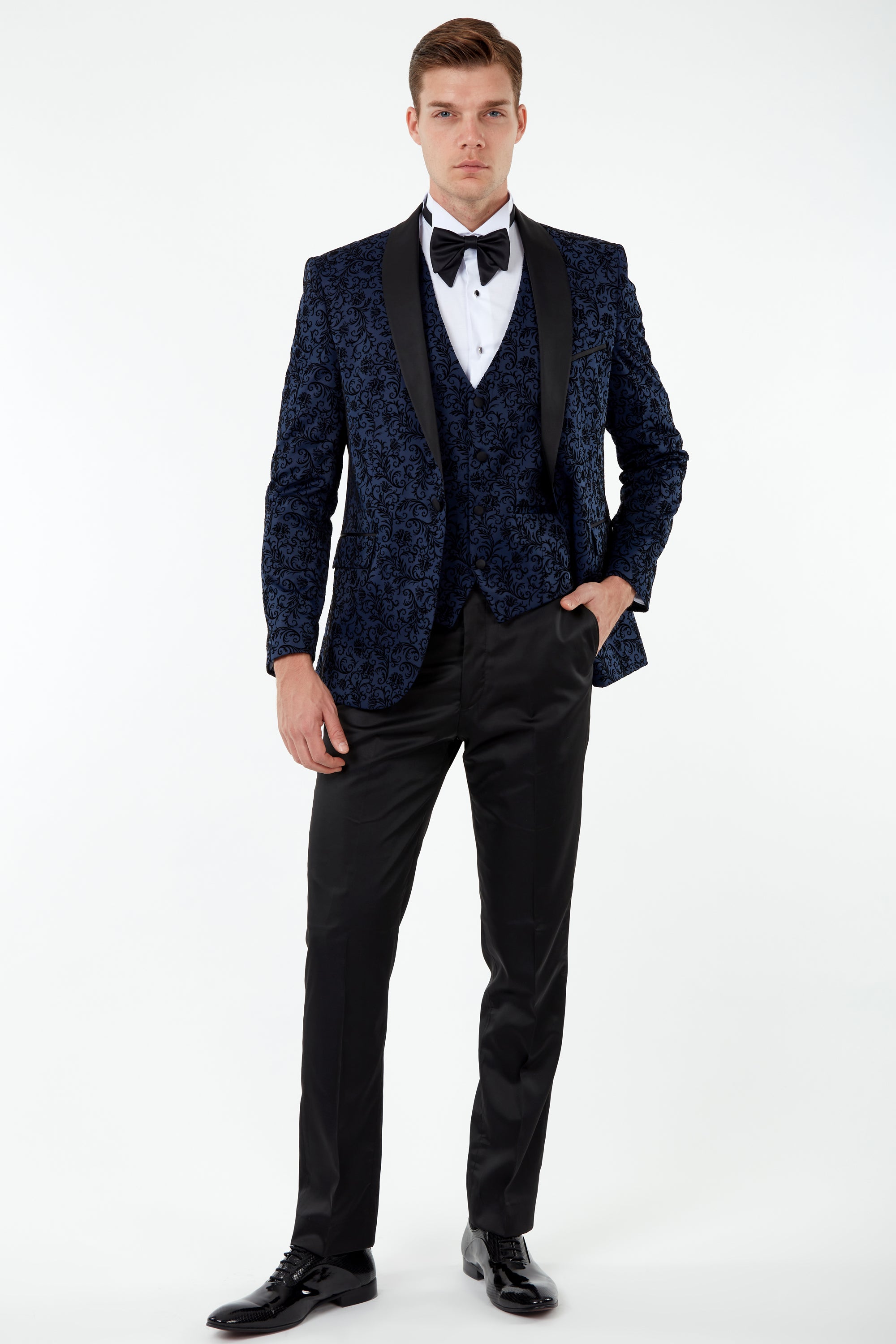 Blue floral tuxedo jacket discount