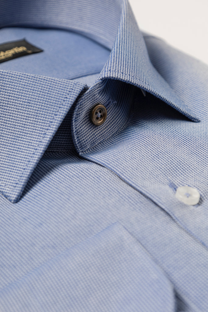 Peaky Blinders Style - Royal Blue Textured Slim Fit Shirt - Jack Martin Menswear